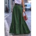 Solid Pleated Ruffle Hem Side Pockets Skirts For Women