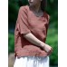 Solid Half Sleeve Crew Neck Casual Women Blouse