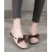 Vintage Lace Up Flat Shoes Brown Cowhide Leather Slippers