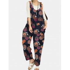 Tribal Flower Print Wide Leg Jumpsuit For Women