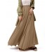 Casual Solid Color High Waist Pleated Irregular Hem Holiday Swing Maxi Skirts