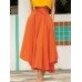 Solid Color High Waist Belted Side Zipper Irregular Hem Casual Skirts