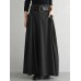 Women Solid Side Pockets Lace  Up Party A  Line Skirt with Back Zipper