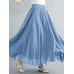 Women Big Swing Solid Color Elastic Waist Loose Casual Long Skirt